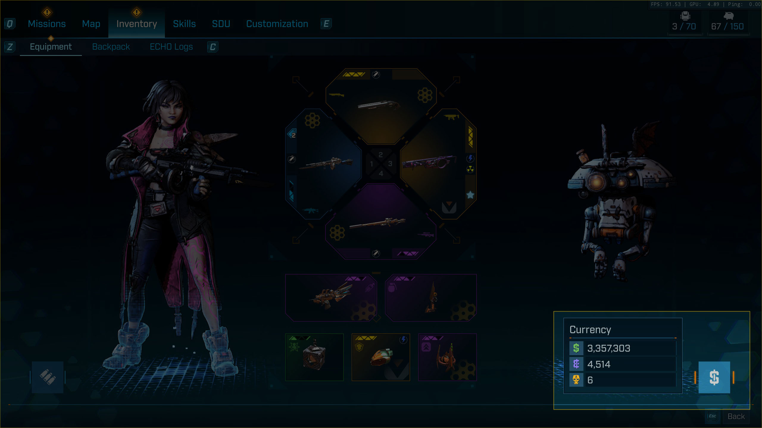 Borderlands 4's hidden currency UI. Requires a hover to show