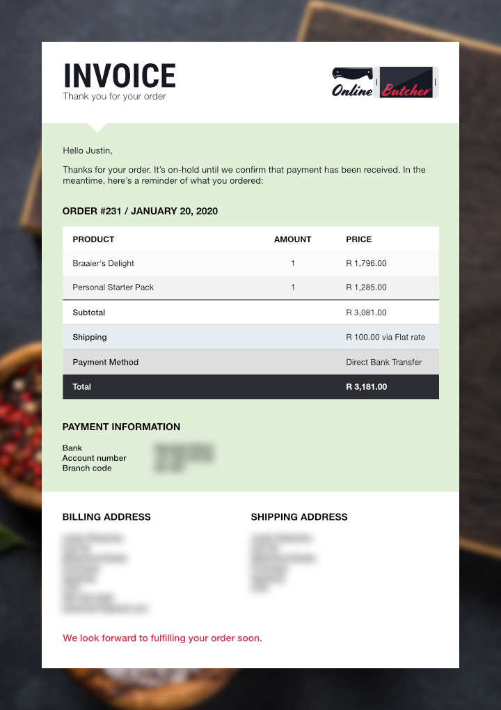 online butcher invoice design