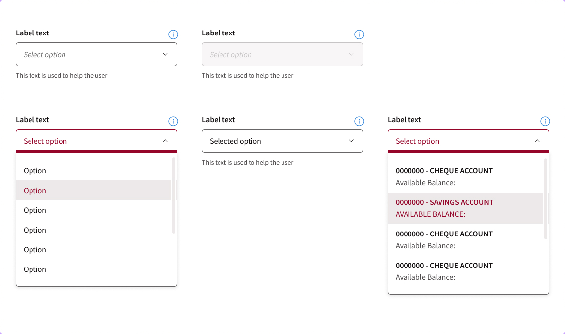 component library assets for dropdowns